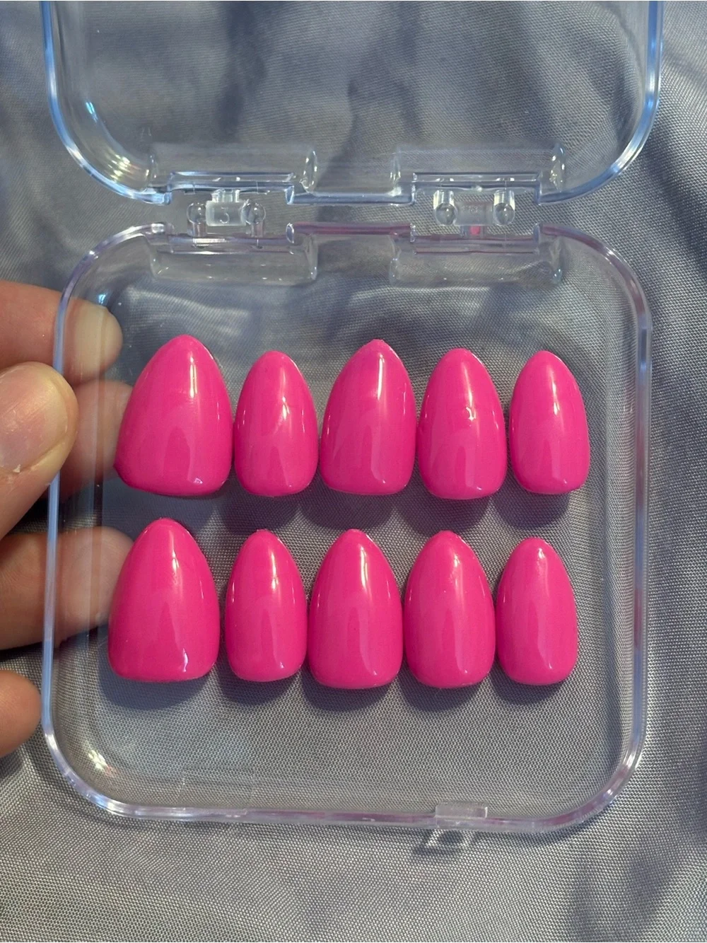 Hot Pink Press-On Nails - Glossy Almond Set